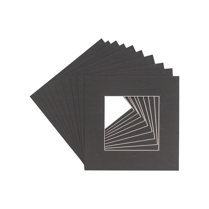 16x16 Mat for 12x12 Photo - Textured Black Matboard for Frames Measuring 16 x 16 In- To Display Art Measuring 12 x 12 Inches - Black
