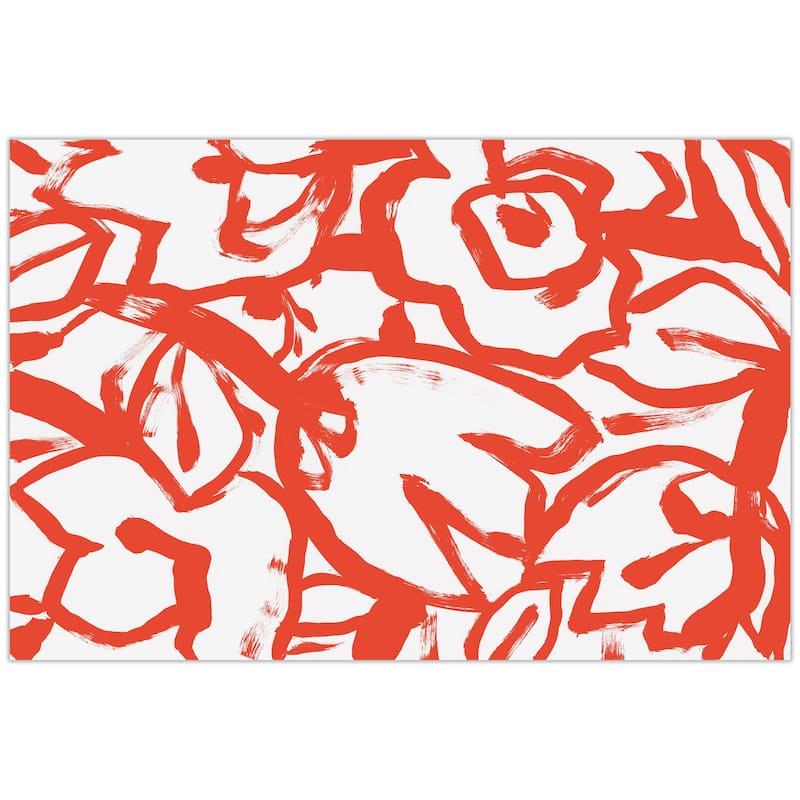 Empire Art Direct Scarlet Blooms I Floral Printed Tempered Glass Wall Art