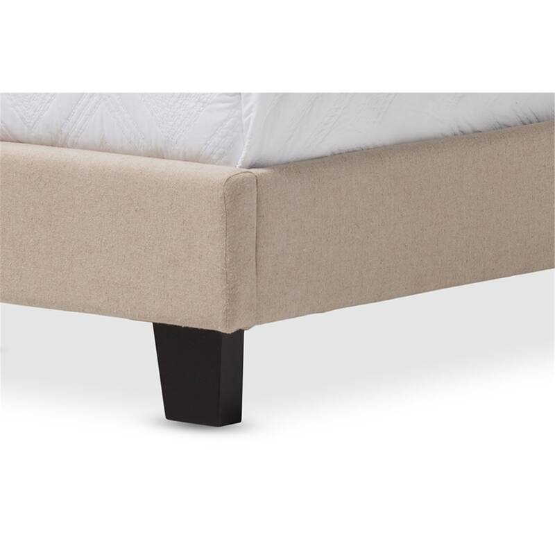 Modern Twin Bed - Upholstered Arch Platform Bed with Nailhead Detail - Linen Fabric Bedroom Furniture