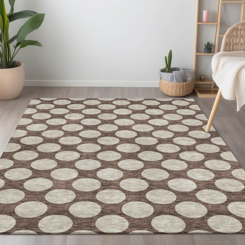 Machine Washable Indoor/ Outdoor Chantille Modern Dots Rug