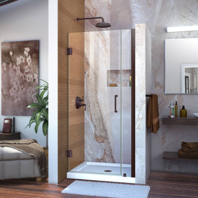 DreamLine Unidoor 36-37 in. W x 72 in. H Frameless Hinged Shower Door - 36" - 37" W - 36" - 37" W - Oil Rubbed Bronze Finish