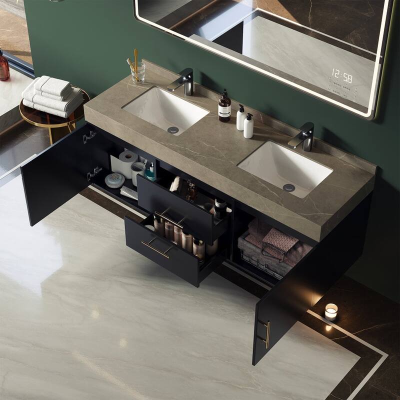 59.06'' Single Bathroom Vanity with Cultured Marble Top