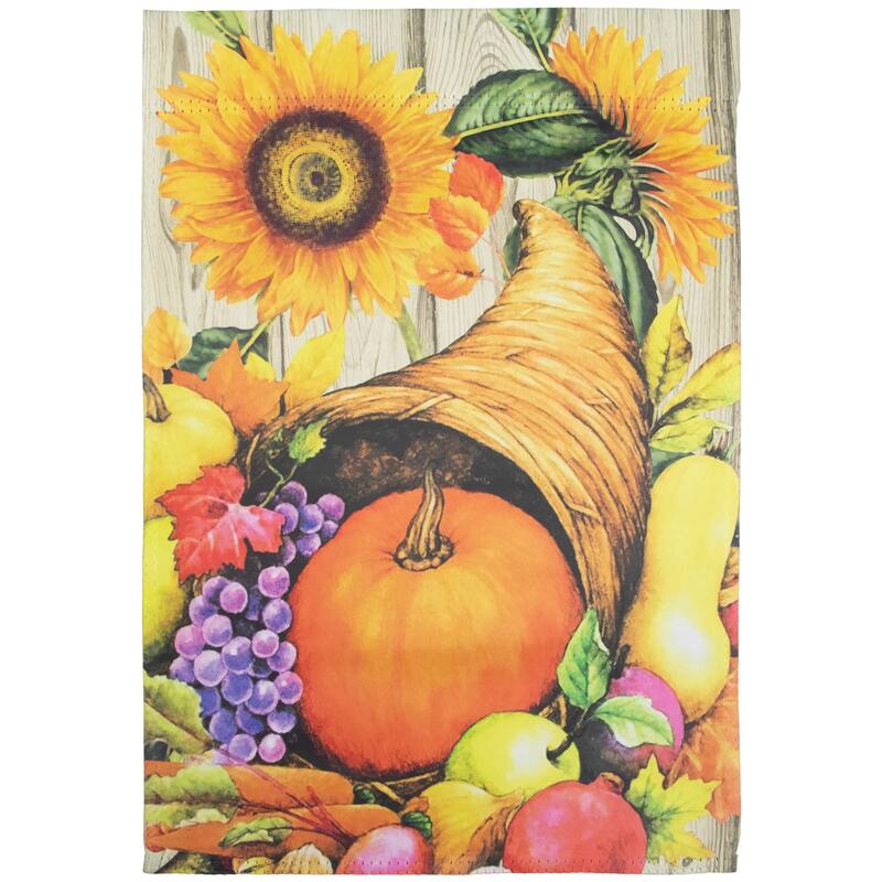 Cornucopia and Flowers Autumn Harvest Outdoor House Flag 28" x 40" - 28" x 40"