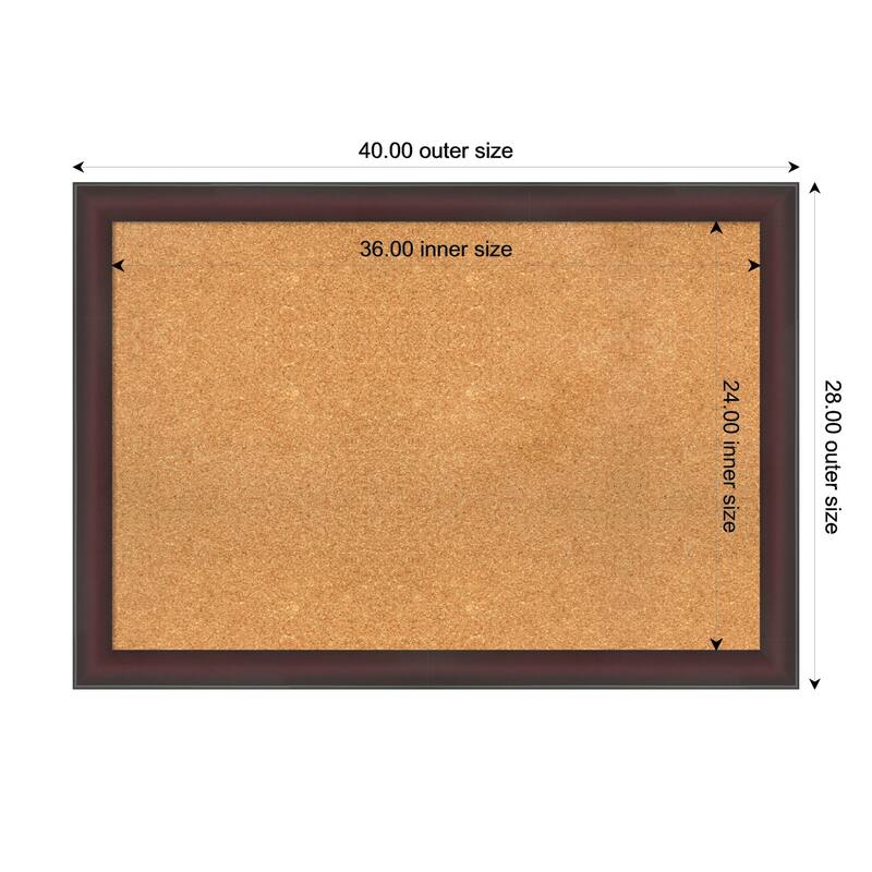 Grand Cherry Narrow Framed Cork Board - Bulletin Board, Organization Board, Pin Board - Natural - 40 x 28 in