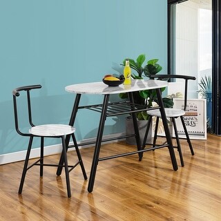 3 Piece Breakfast Nook Dining Set with Built-in Storage Shelf - Bed ...