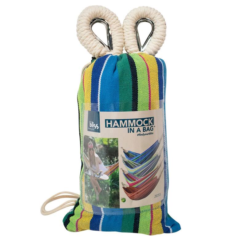 Bliss Hammocks 40" Wide Hammock in a Bag w/ Hand-woven Rope loops & Hanging Hardware | Outdoor, Poolside, Patio, Backyard