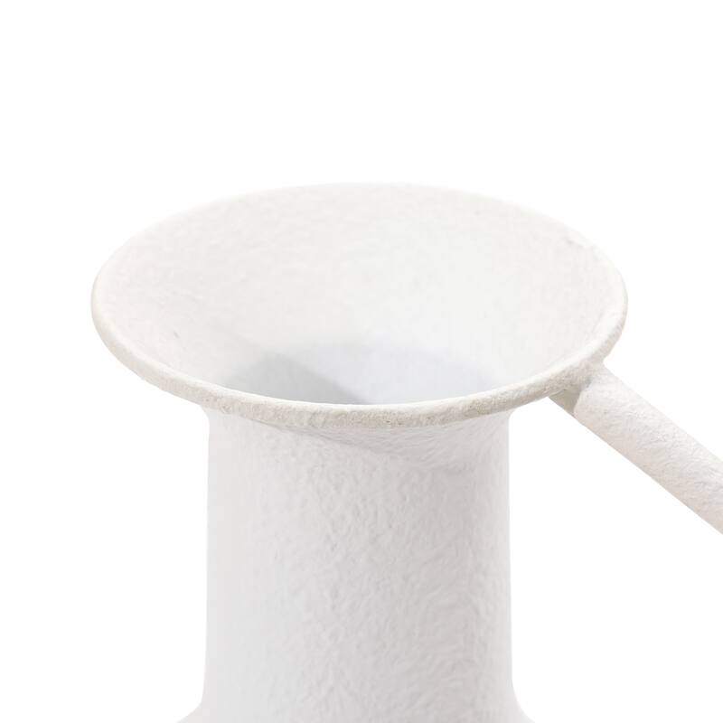 2-Pc White Iron Metal Pitcher Vase Set