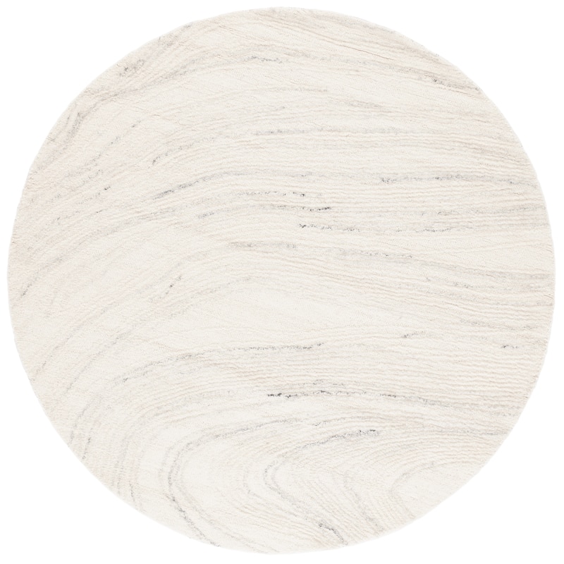 SAFAVIEH Handmade Ebony Diep Modern & Contemporary Wool Rug - 6' Round - Ivory/Light Grey