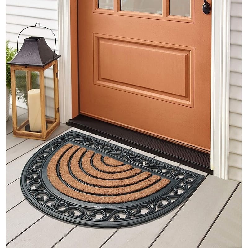 A1HC Hand-Crafted Elegant 18" x 30" Rubber Coir Door Mat