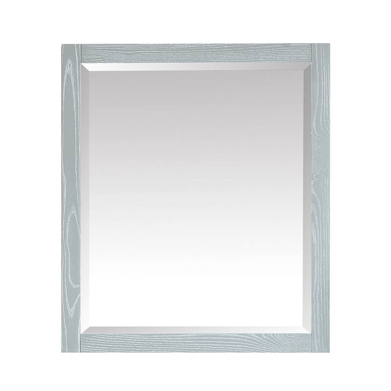 Azzuri Riley 32" x 28" Rectangular Framed Beveled Edge Mirror - Sea Salt Gray