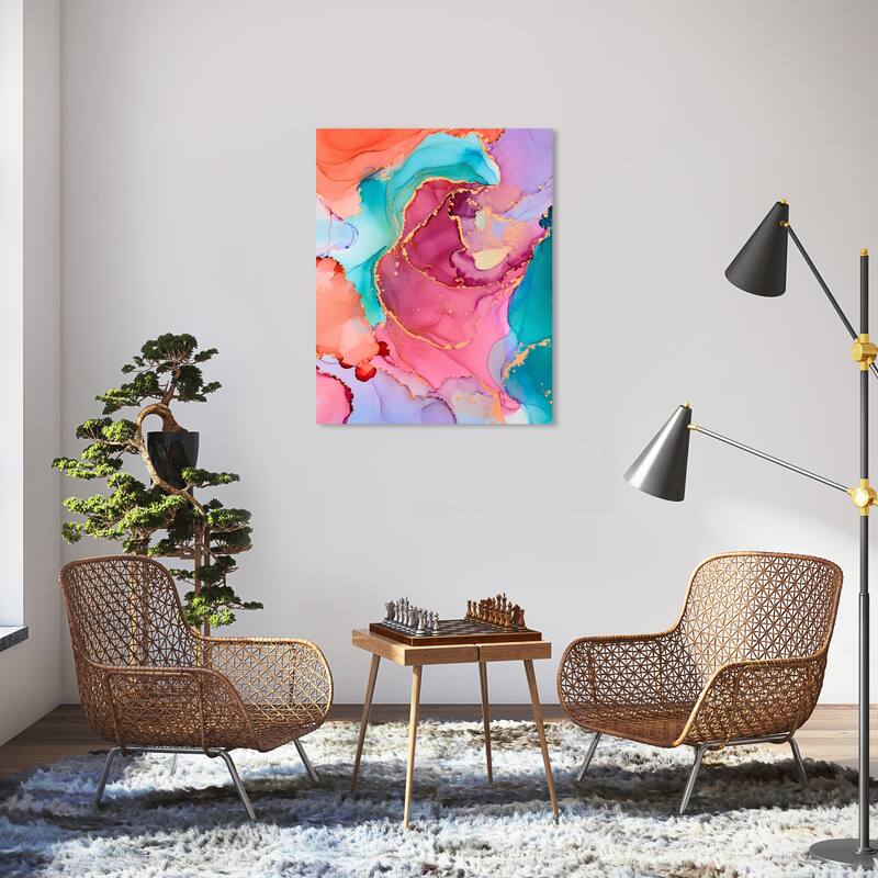 Wynwood Studio Abstract Moon Color Inks Red and Dark Red Glam Wall Art Canvas Print - 36 x 30