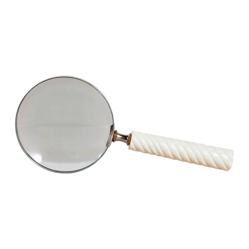 Resin Metal Magnifying Glass Decorative Textured Handle for Shelf Desk - 4" x 9" x 1"