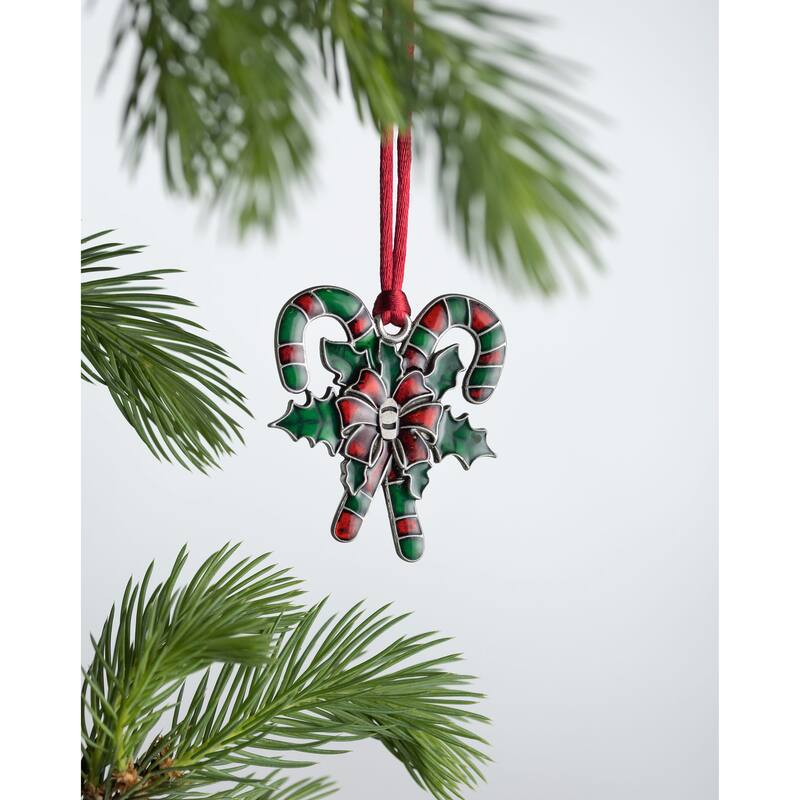 Solid Pewter Christmas Tree Ornament - Candy Cane