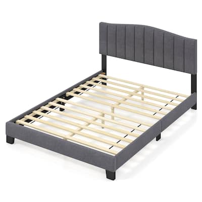 Costway Modern Upholstered Bed Frame Queen Size Platform Bed with