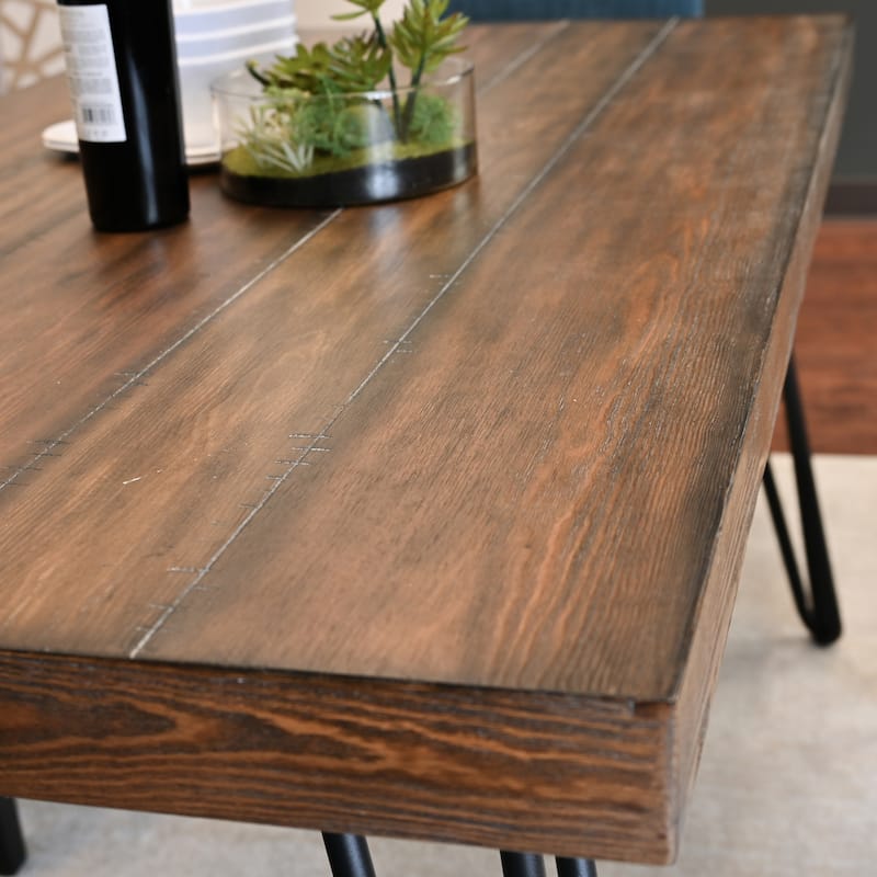 6-Piece Industrial Dining Set with Rectangular Table & Linen Chairs