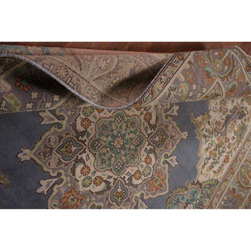 Geometric Tabriz Vintage Persian Area Rug Hand-Knotted Wool Carpet - 6'5" x 9'7"