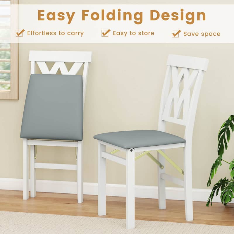 Costway Folding Kitchen Chairs Set of 2/4 with Rubber Wood Frame - See Details