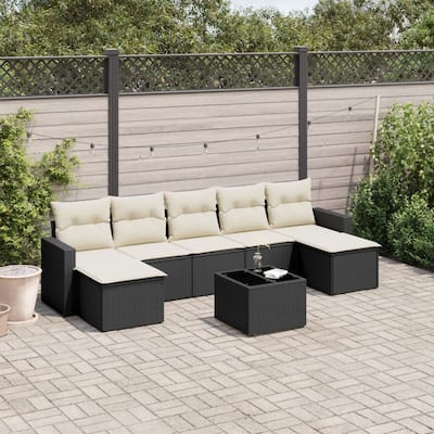 vidaXL Garden Sofa Set Black, Cream - 21.7 x 21.7 x 14.6