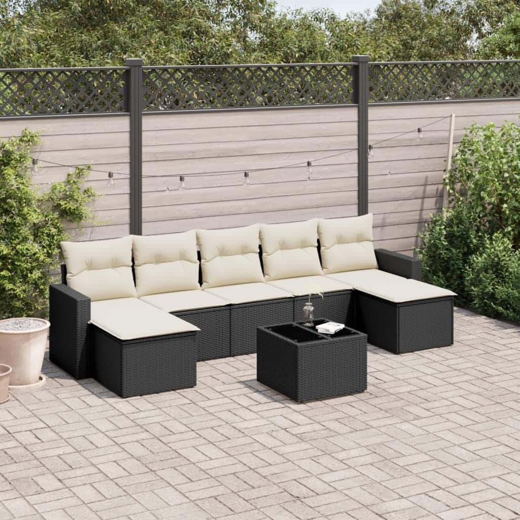 vidaXL Garden Sofa Set Black, Cream - 21.7 x 21.7 x 14.6