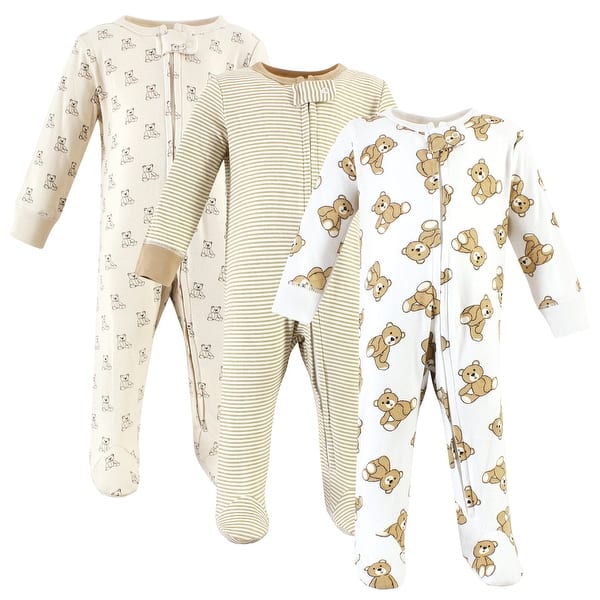 slide 1 of 1, Hudson Baby Cotton Sleep and Play, Teddy Bears 0-3 Months - Teddy Bears