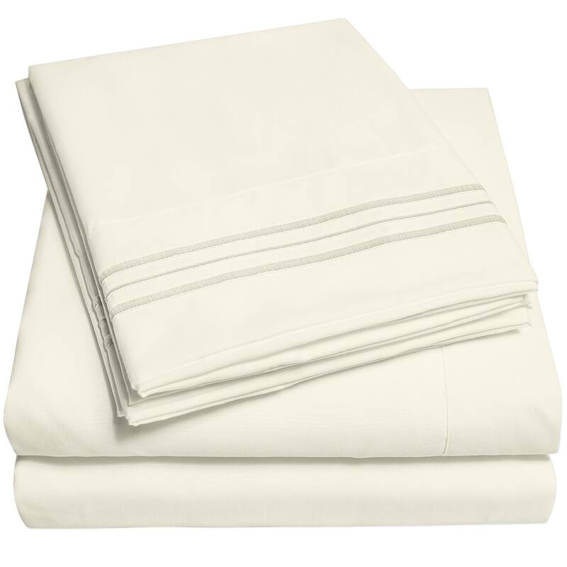 Deep Pocket Soft Microfiber 4-piece Solid Color Bed Sheet Set - Full - Ivory