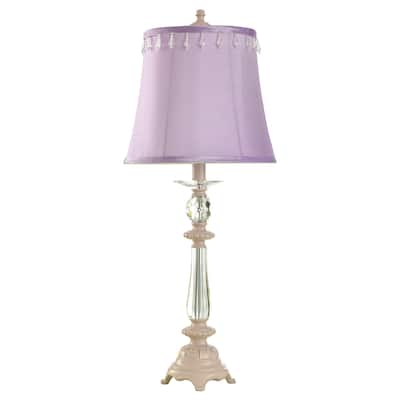 StyleCraft Inspiration Crystal and Purple Accent Table Lamp - Purple Softback Fabric Shade