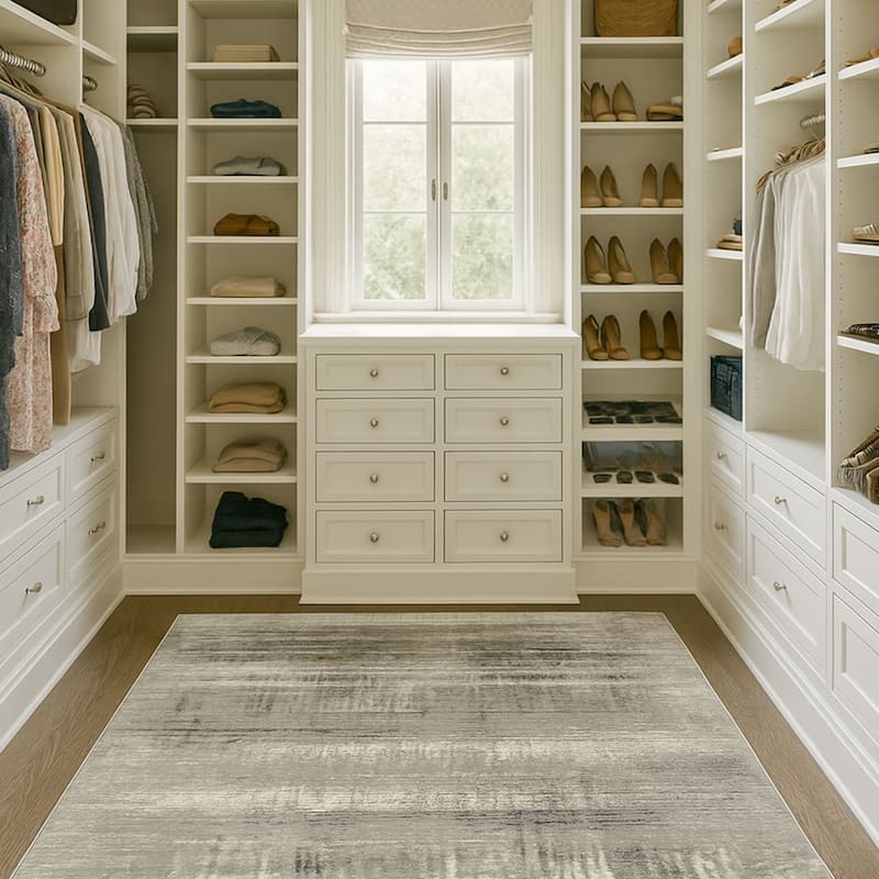 HERAT ORIENTAL Turkish Modern Erased Design Wool & Silk Rug - 5'3" x 7'7"