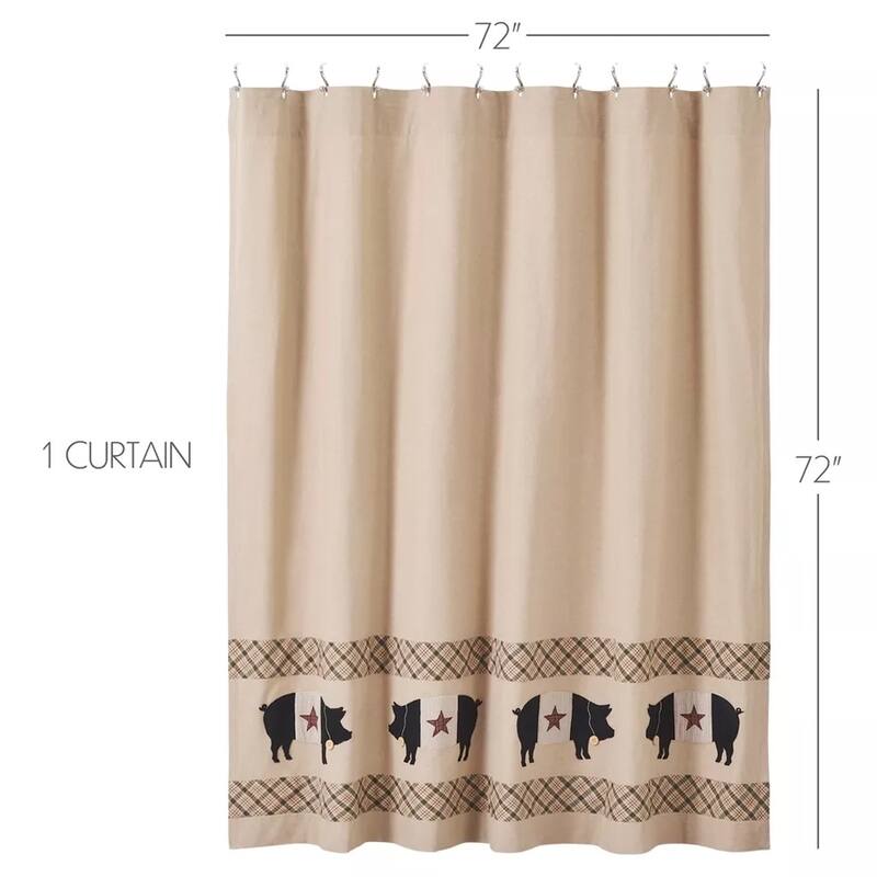 Shower Curtain Cider Mill Primitive Country 72 x 72 Pigs Tan