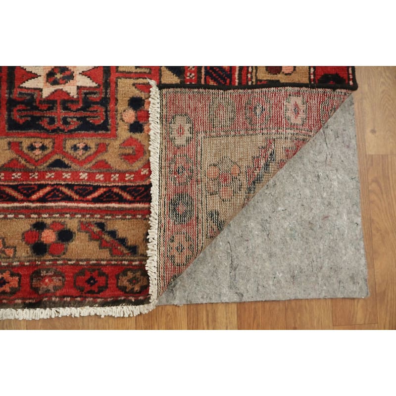 Hand Knotted Oriental 100% Wool Carpet Traditional Tribal Red Hamedan Runner Rug - 12' 5'' X 3' 6''