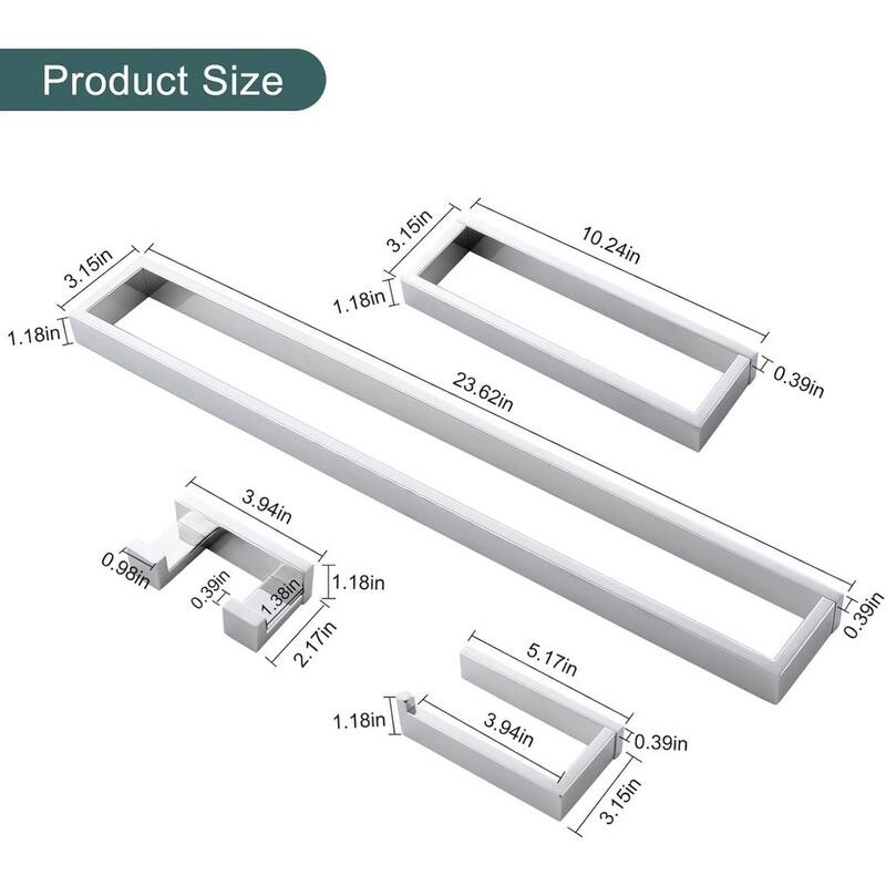 Brushed Nickel Bathroom Hardware Accessories Set 4-Piece Stainless Steel Wall Mount Towel Bar Set, 23.6 Inch Towel Rack Set