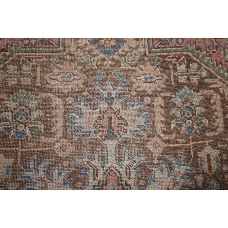 Distressed Pink Tabriz Persian Vintage Rug Handmade Wool Carpet - 9'8" x 12'8"