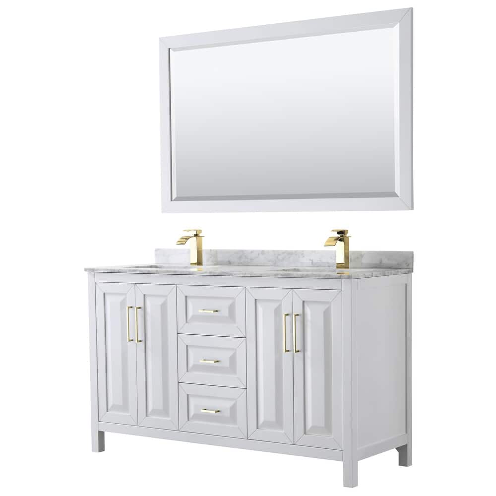 Daria 60-inch Double Vanity, Marble Top, 58-inch Mirror