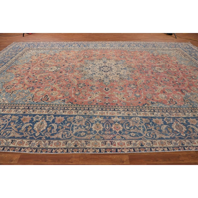 Najafabad Persian Large Vintage Rug Hand-Knotted Wool Carpet - 10'11" x 16'2"