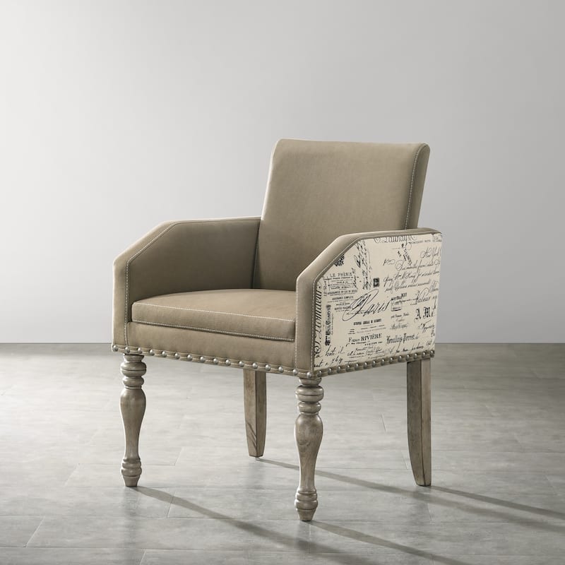 Roundhill Furniture Birmingham Brown Microfiber Script-printed Armchair (Set of 2)