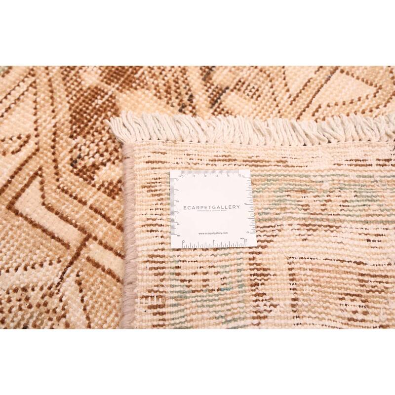 ECARPETGALLERY Hand-knotted Antalya Vintage Tan Wool Rug - 3'5 x 9'6