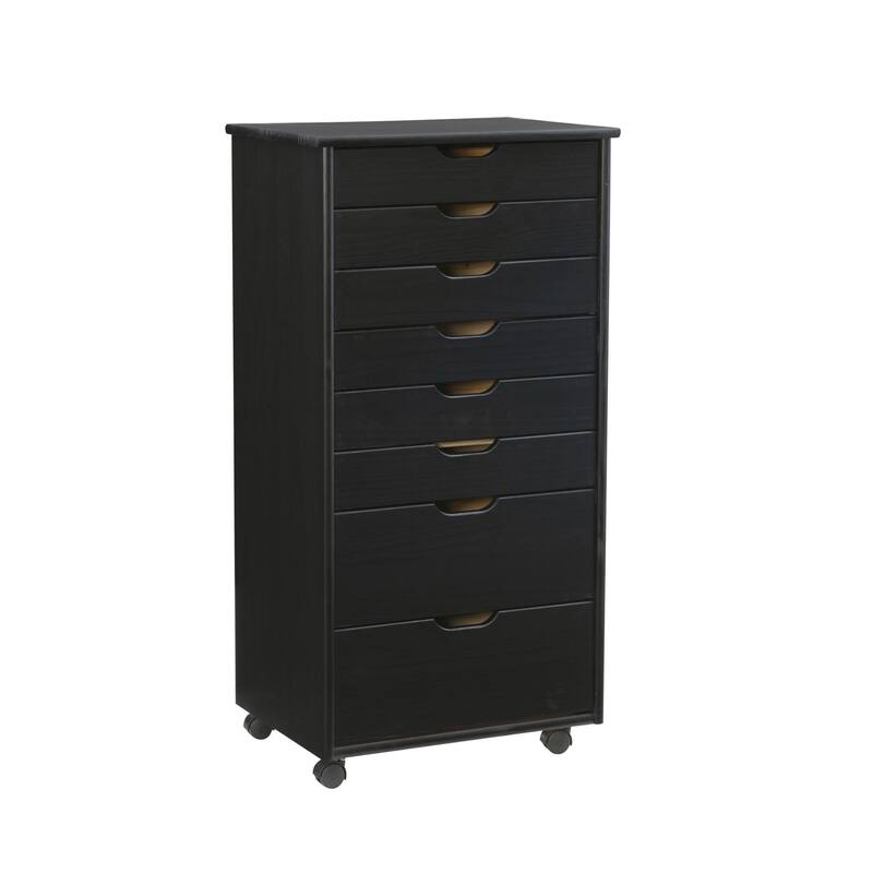 40" black rolling storage cabinet with 8 drawer