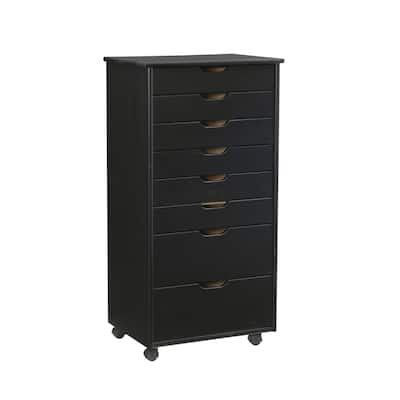 40" black rolling storage cabinet with 8 drawer