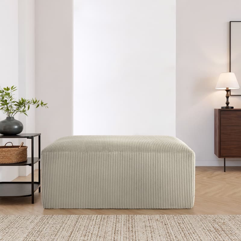40"W Oversized No Assembly Corduroy Rectangle Ottoman