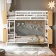preview thumbnail 2 of 14, White Metal & Wood Full Size Bunk Bed ,Storage Platform Beds with Ladder and Shelves