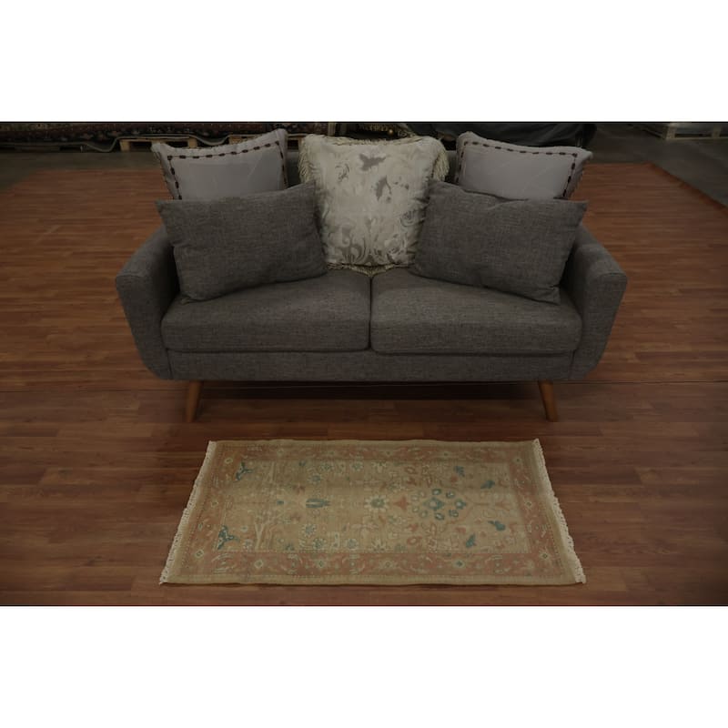 Hand Knotted Oriental 100% Wool Carpet Traditional All-Over Brown Ziegler Area Rug - 3' 7'' X 2' 0''