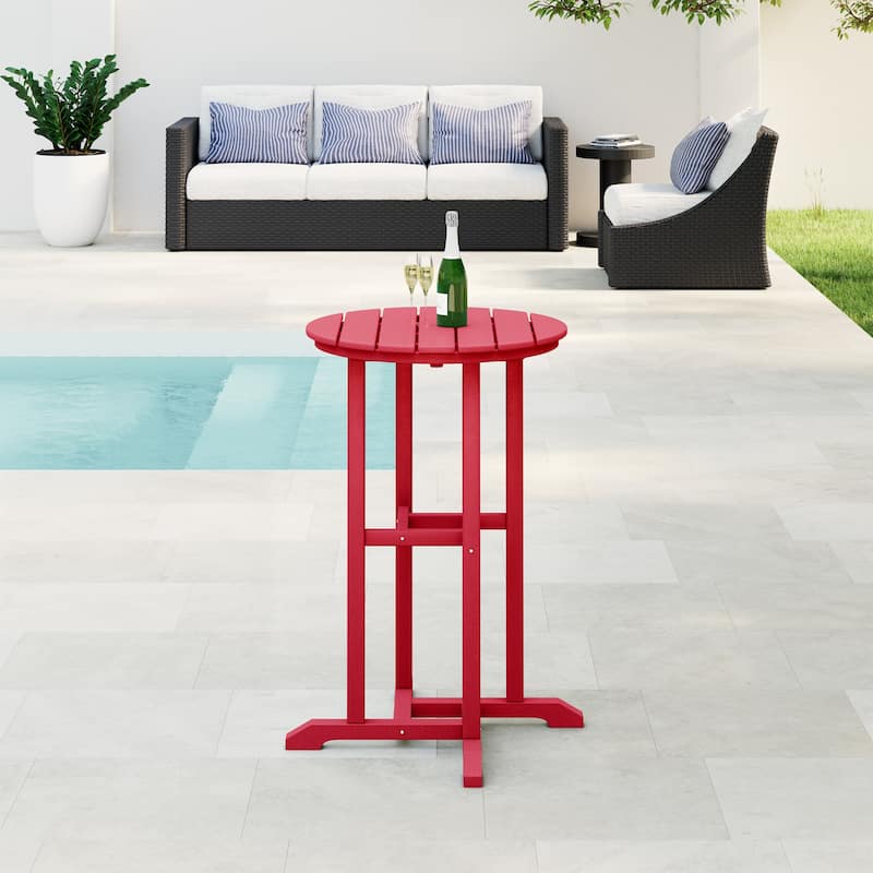 Laguna Hdpe All Weather Outdoor Patio 24" Round Counter Bistro Table - Red
