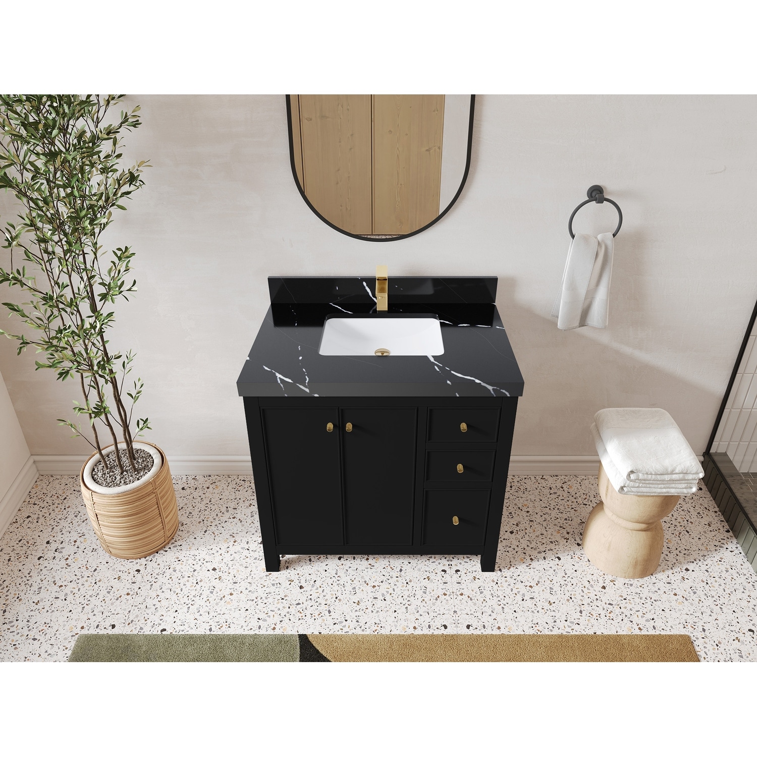 Willow Collections 36 in. W x 22 in. D Chicago Center Sink Left Bathroom Vanity with Countertop