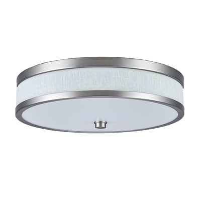 LED ceiling lamp with white linen acrylic shade