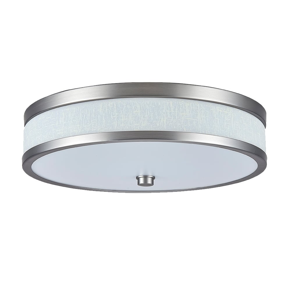 LED ceiling lamp with white linen acrylic shade