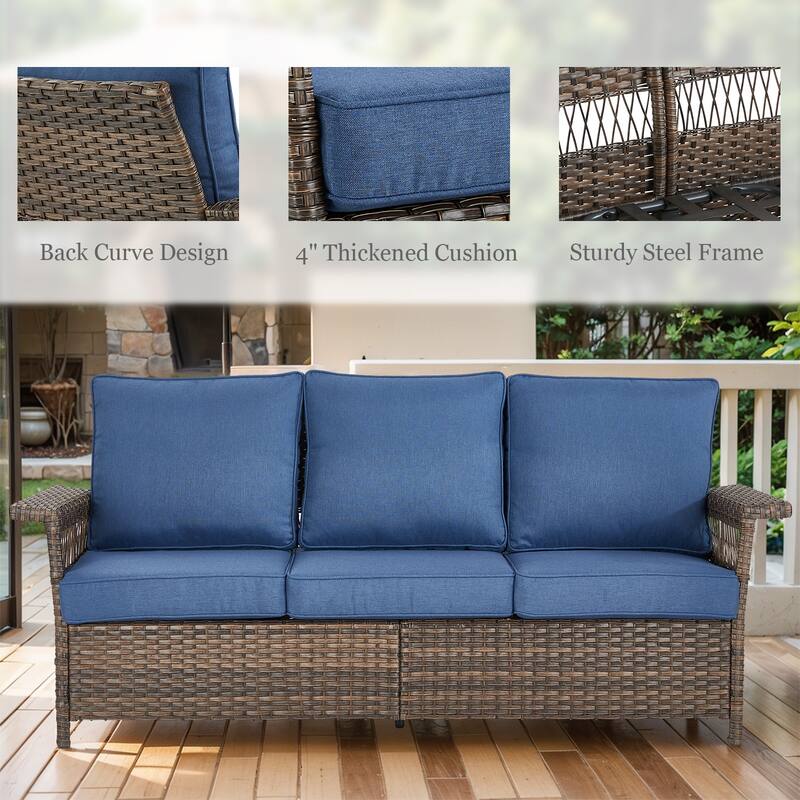 Gymojoy Outdoor Patio Sofa with Rokicng Chair Table