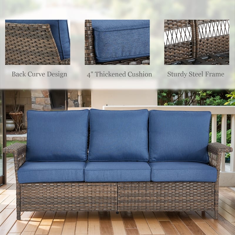 Gymojoy Outdoor Sofa, Club Chairs, Coffee Table and Ottomans Set of 7