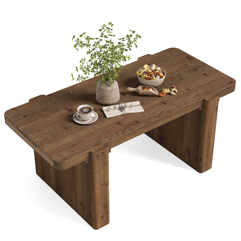 47-Inch Coffee Table, Farmhouse Solid Wood Center Table