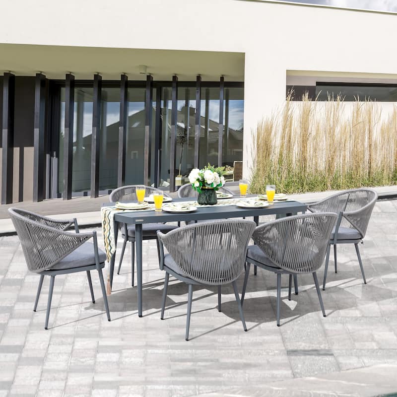 Outdoor Aluminum 7-piece Dining Set With Cushions