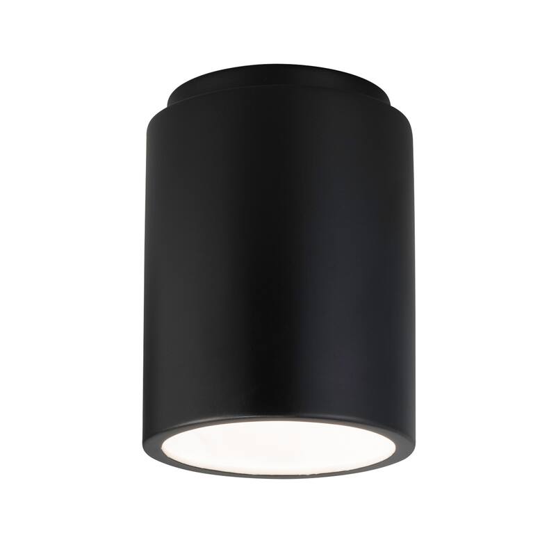 Justice Design Group Radiance 1-light Outdoor Cylinder Flush-Mount - Carbon Matte Black