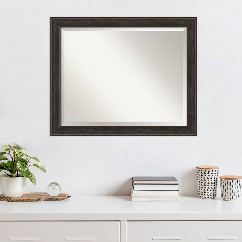Beveled Wall Mirror - Shipwreck Black Narrow Frame